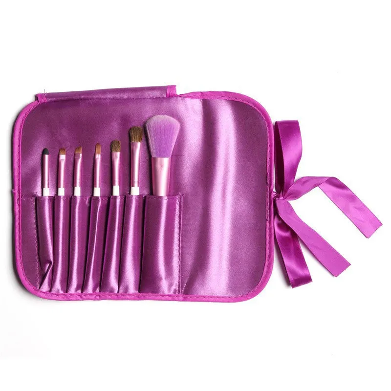 New Classical Fashion Lady Face Comestic Brushes Tool Set 7Pcs Makeup Brush Kit Bag Pouch Women Make up Cases