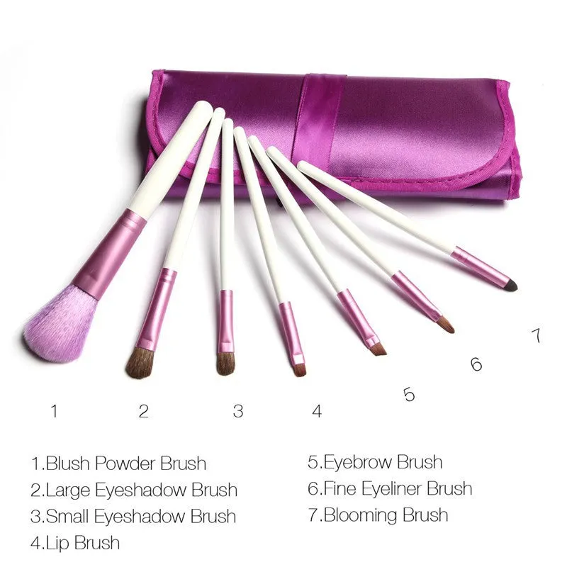 New Classical Fashion Lady Face Comestic Brushes Tool Set 7Pcs Makeup Brush Kit Bag Pouch Women Make up Cases