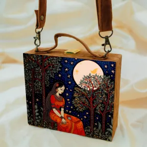 Night Scenery Printed Suitcase Style Clutch