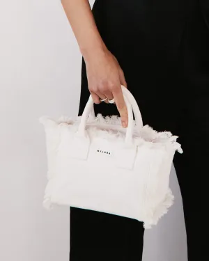 NYLORA FRINGE BAG SMALL WHITE