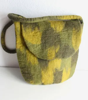 Olive Green Felt Shoulder Bag