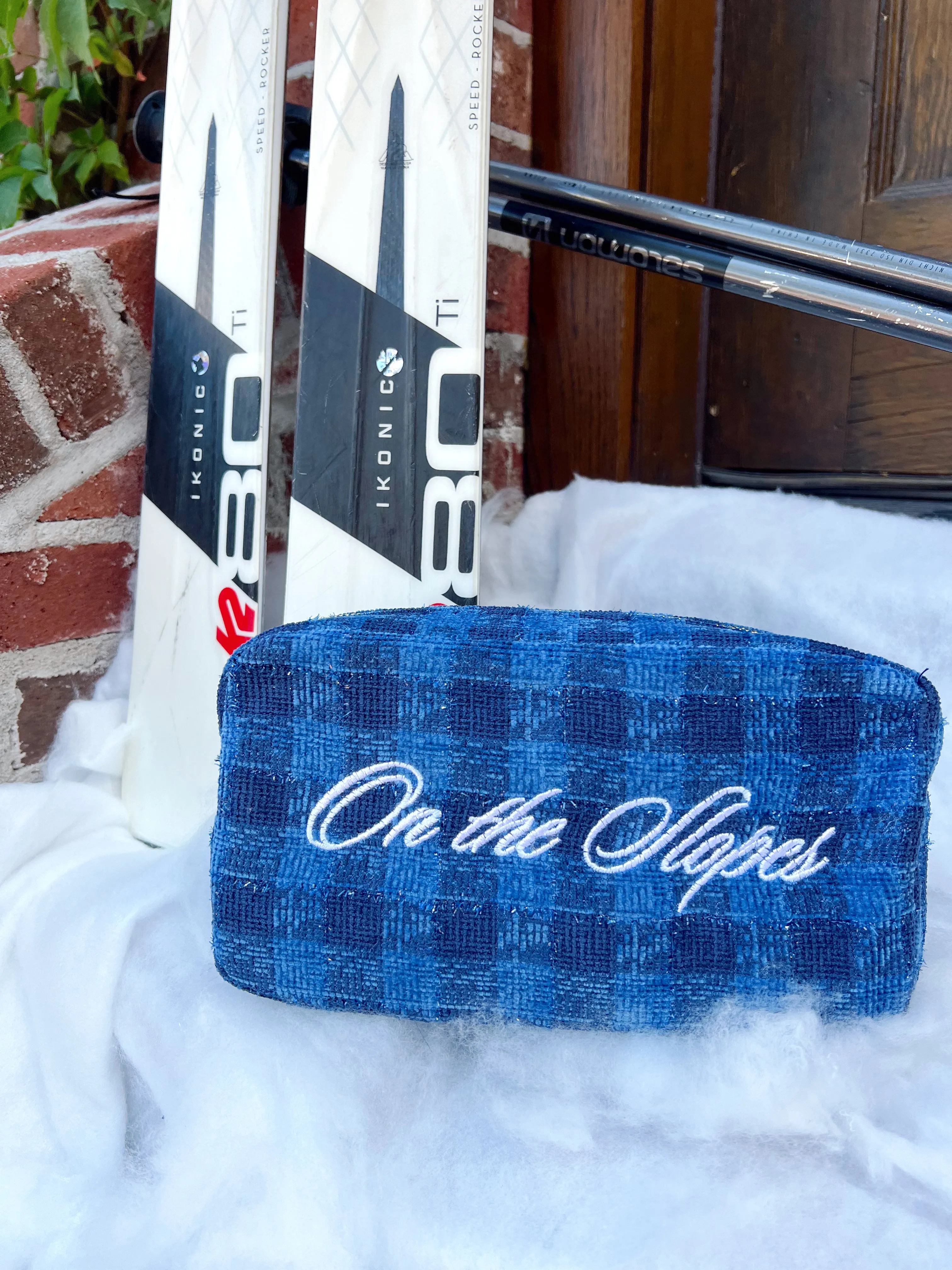 On The Slopes - Navy Plaid Large Bag