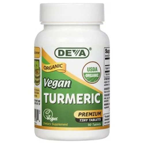 Organic Vegan Turmeric 90 Veg Tabs By Deva Vegan Vitamins