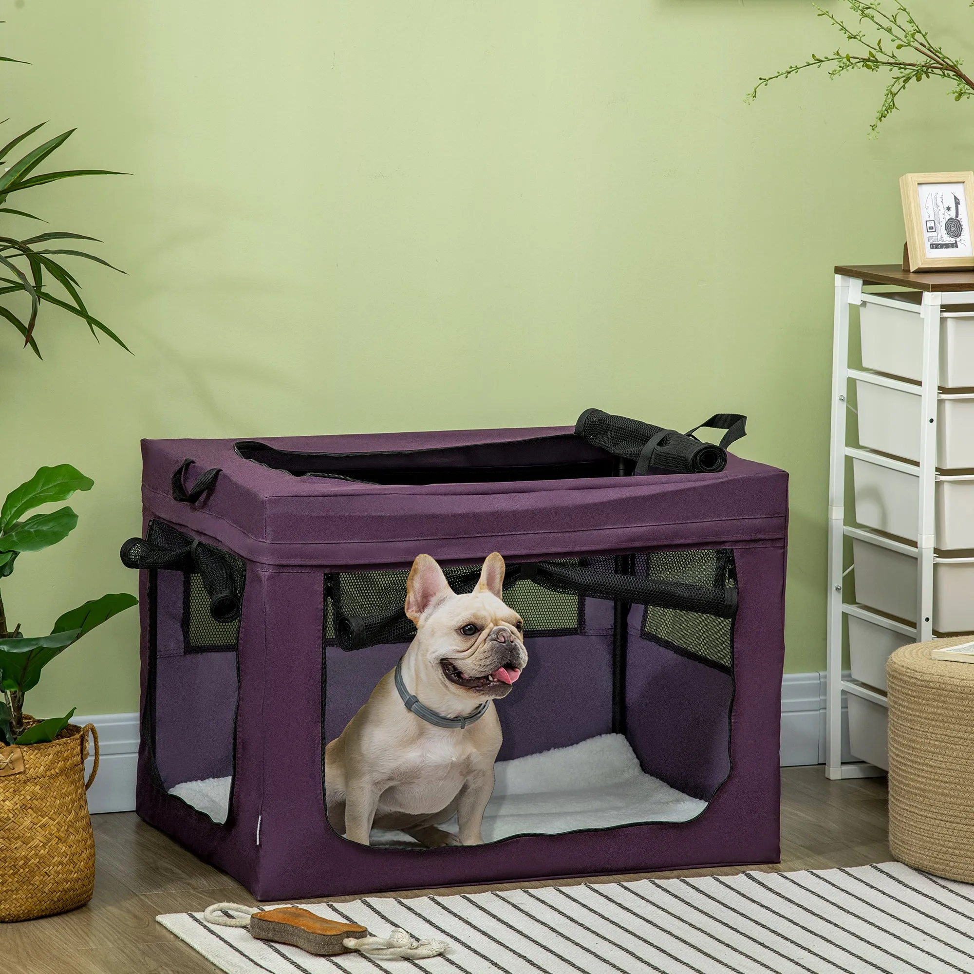 PawHut 80cm Soft Side Pet Carrier w/ Cushion, for Medium Dogs - Purple