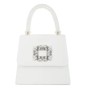 Pearl Top-Handle Diamante Brooch Bag