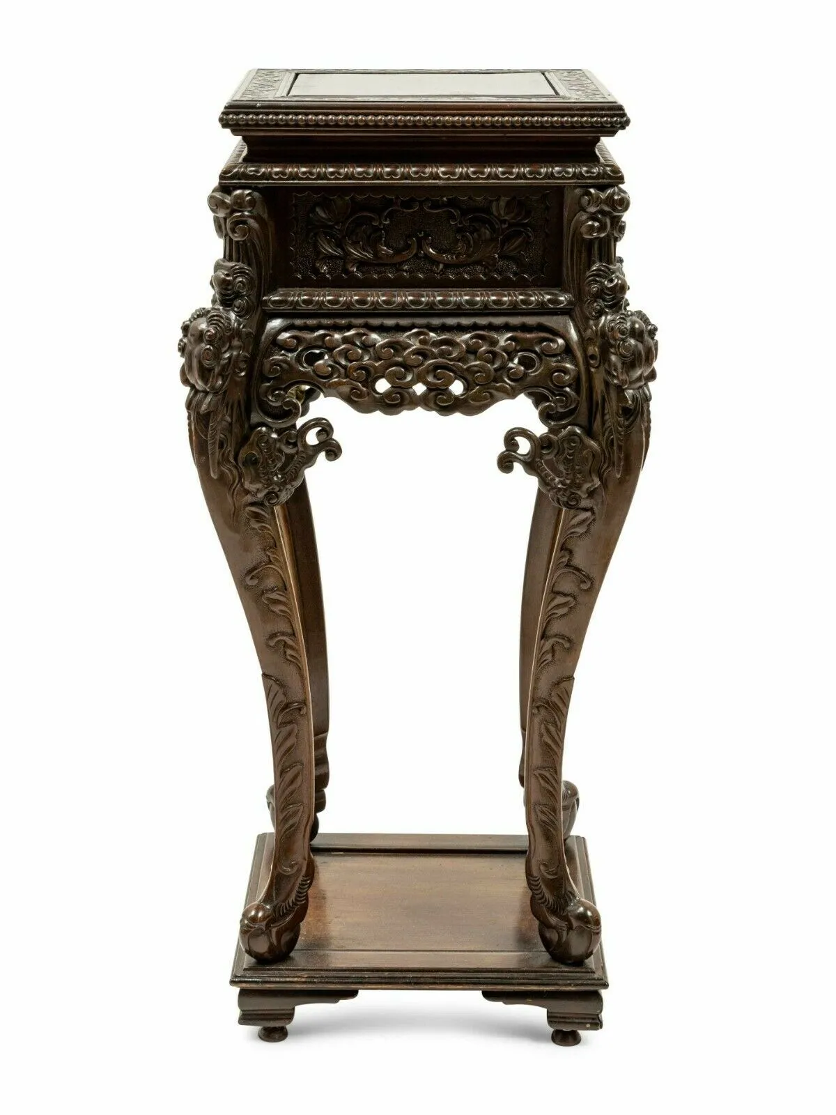 Pedestal, Hardwood Stand, Chinese Carved, Height 36.5, Vintage 1900's!!