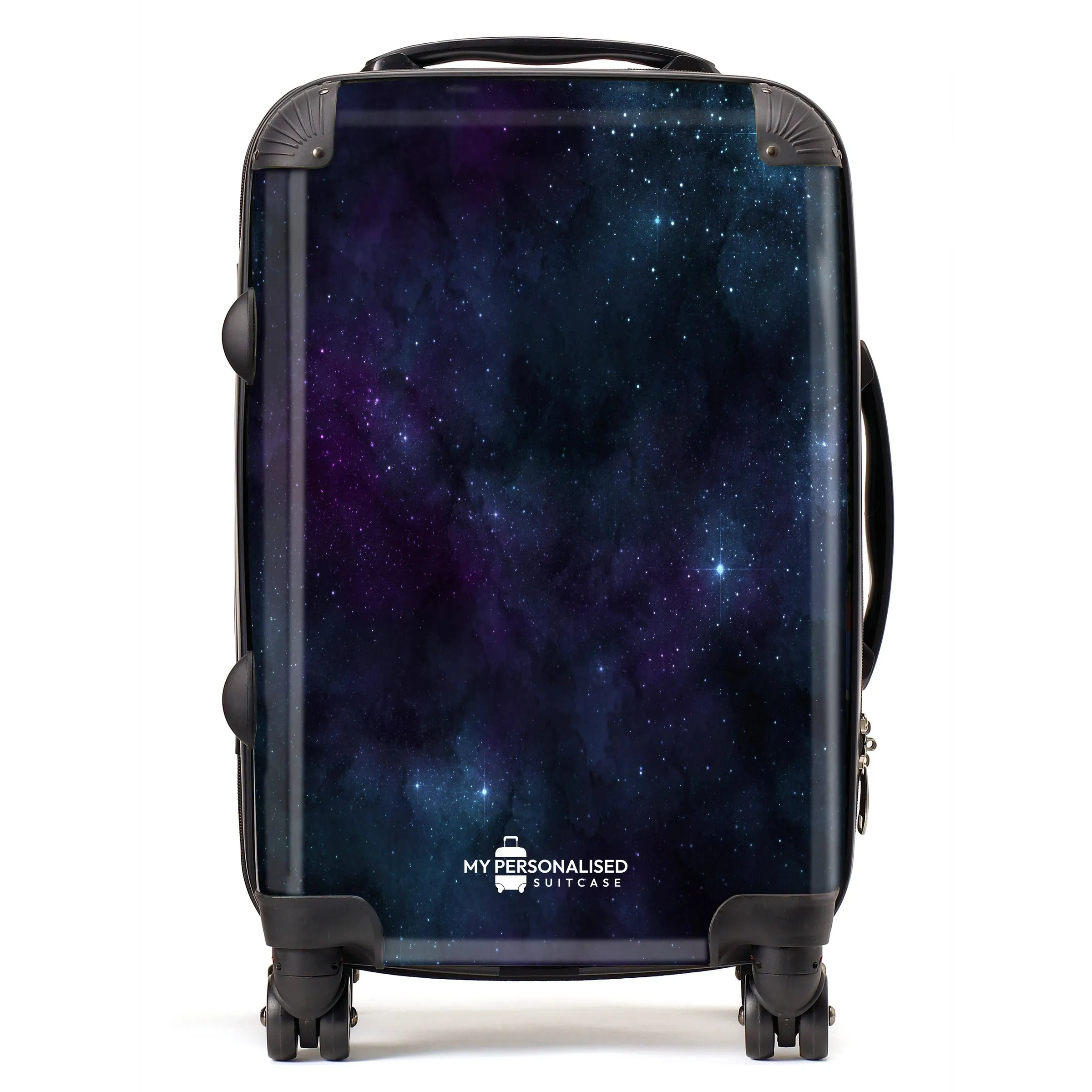 Personalised Awash with Stars Purple and Blue Suitcase