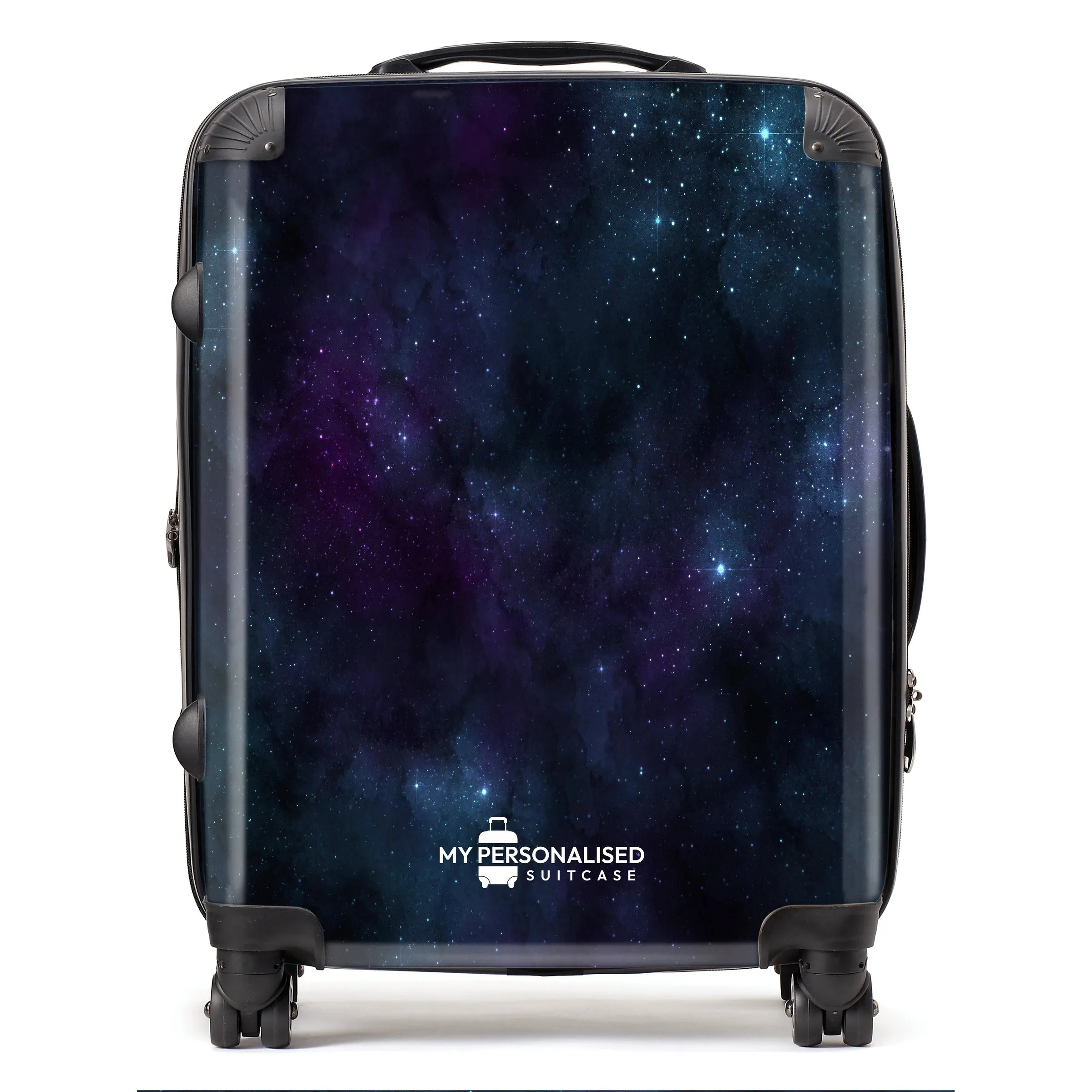 Personalised Awash with Stars Purple and Blue Suitcase