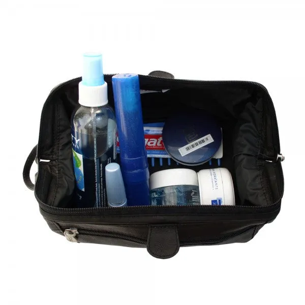 Piel Leather U-Frame Toiletry Kit with Zip Bottom