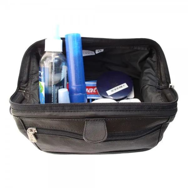 Piel Leather U-Frame Toiletry Kit with Zip Bottom