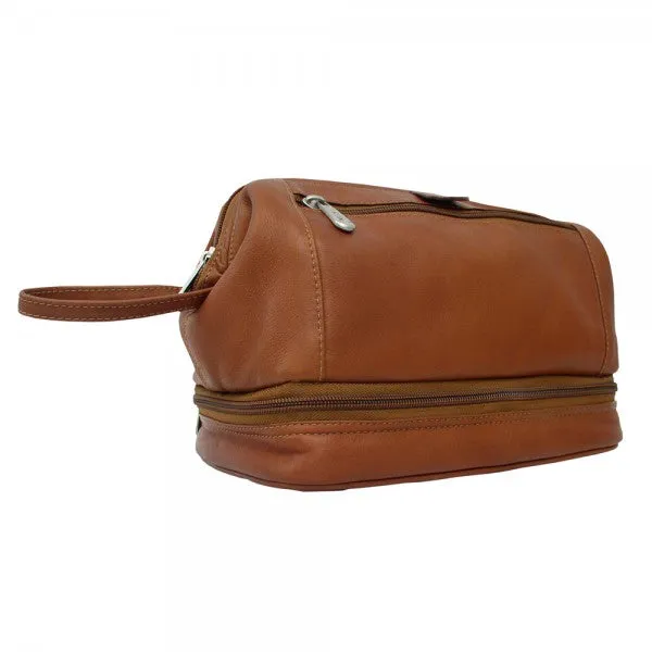 Piel Leather U-Frame Toiletry Kit with Zip Bottom