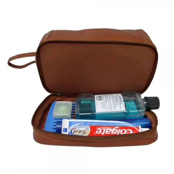 Piel Leather U-Frame Toiletry Kit with Zip Bottom