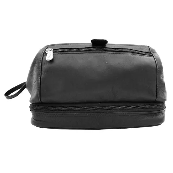 Piel Leather U-Frame Toiletry Kit with Zip Bottom