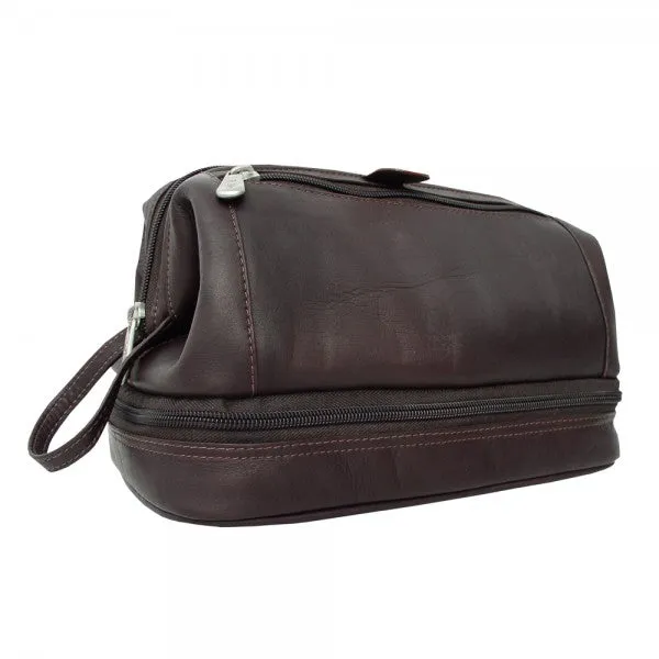 Piel Leather U-Frame Toiletry Kit with Zip Bottom