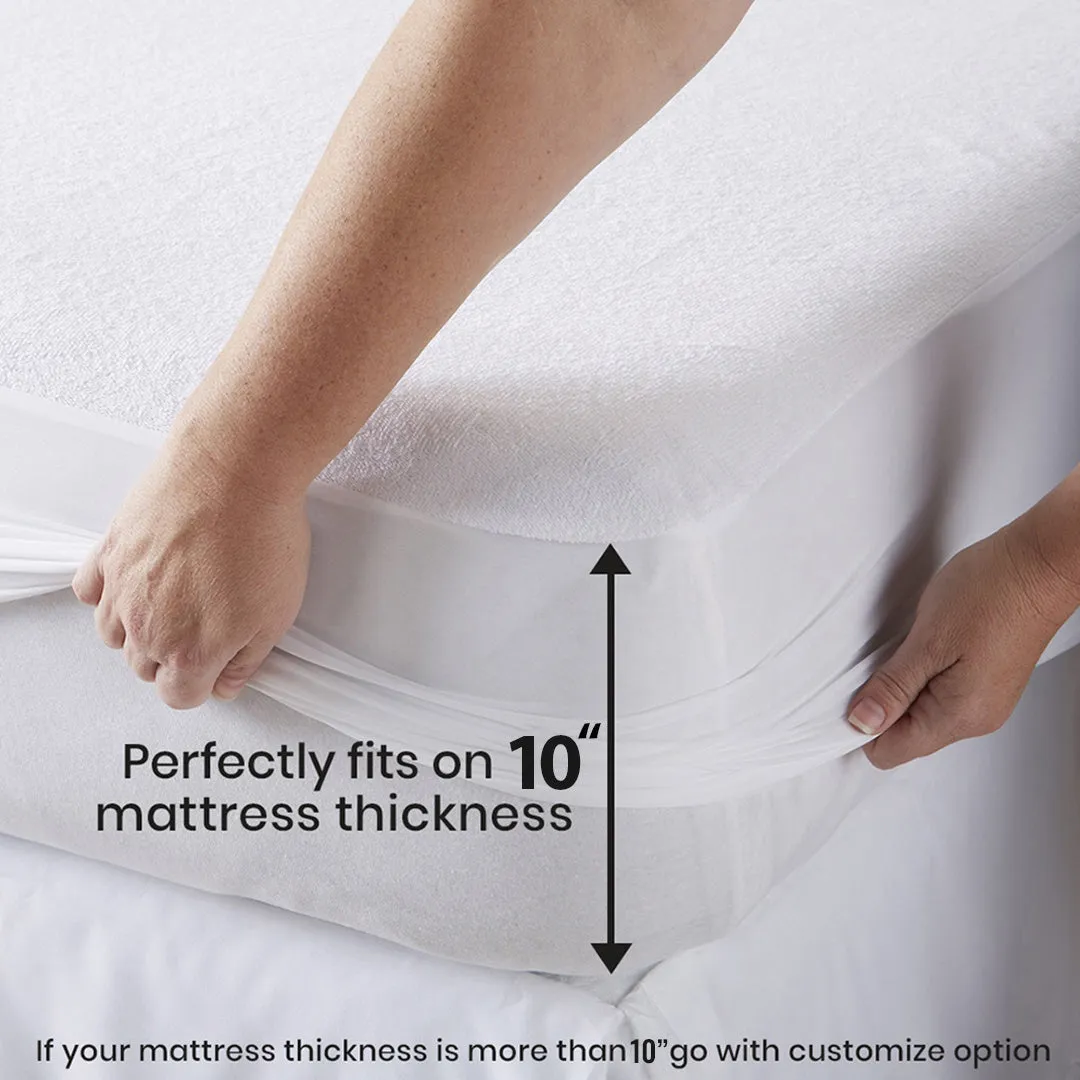 Poly Cotton Fitted Style Waterproof Mattress Protector Grey Color