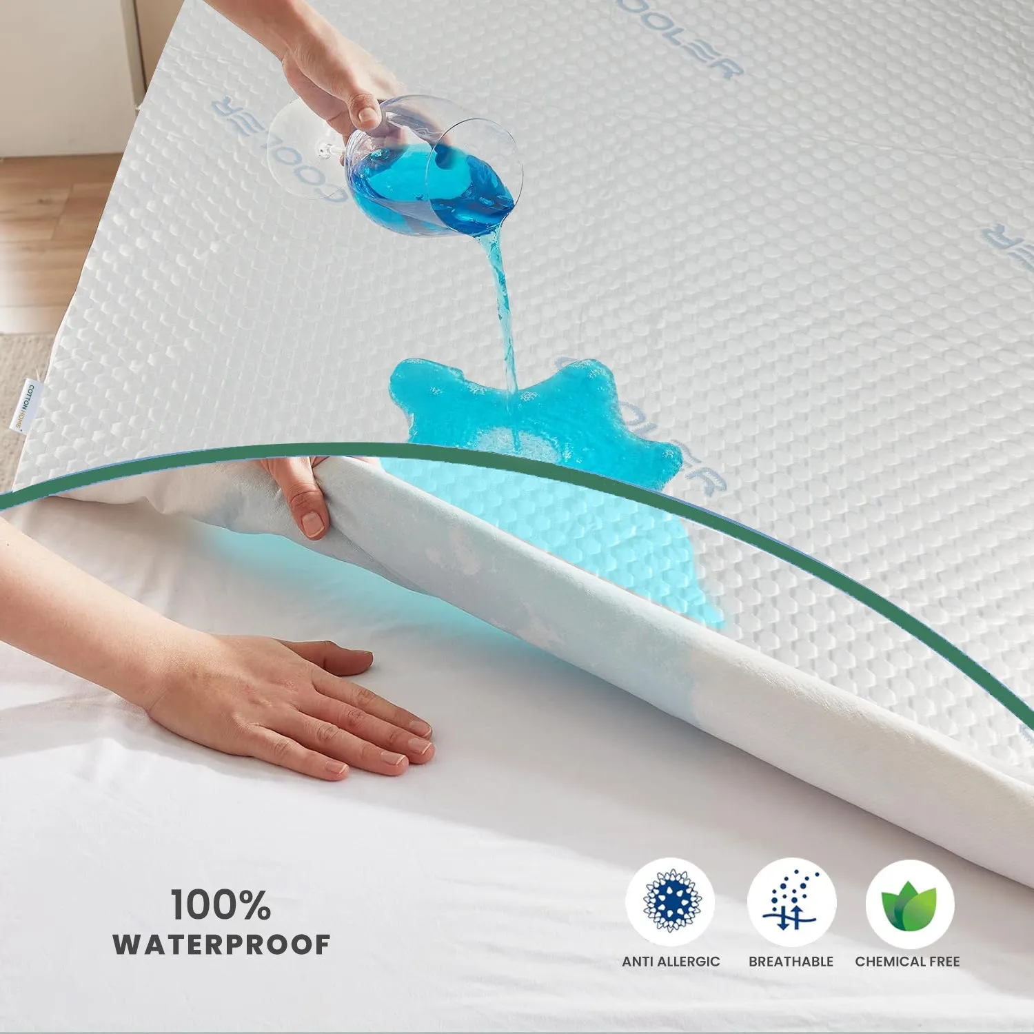 Premium Coolent Mattress Protector 120x200 35CM | Breathable & Waterproof by Cotton Home