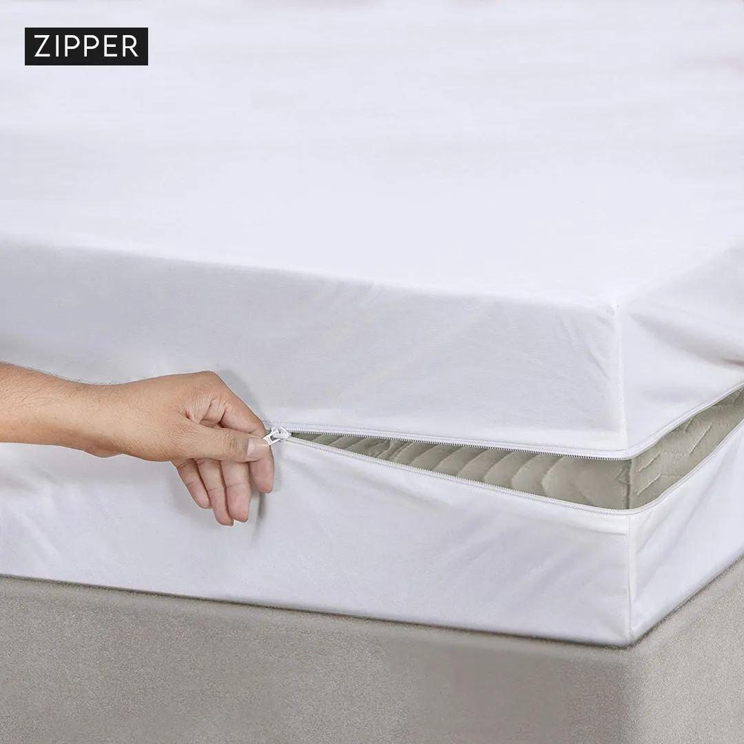 Premium Terry Cotton 100% Waterproof Zipper Mattress Protector In Grey Color