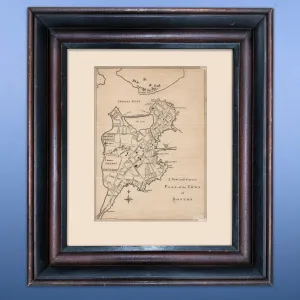 "A New and Correct Plan of the Town of Boston" from the "Gentleman's Magazine" — October 1775 — In an antique frame