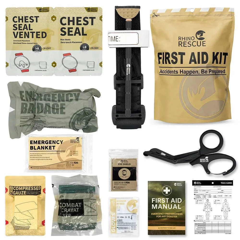 RHINO RESCUE Outdoor Emergency Kit - First Aid Trauma IFAK Refill Kit for Camping Hiking Survival