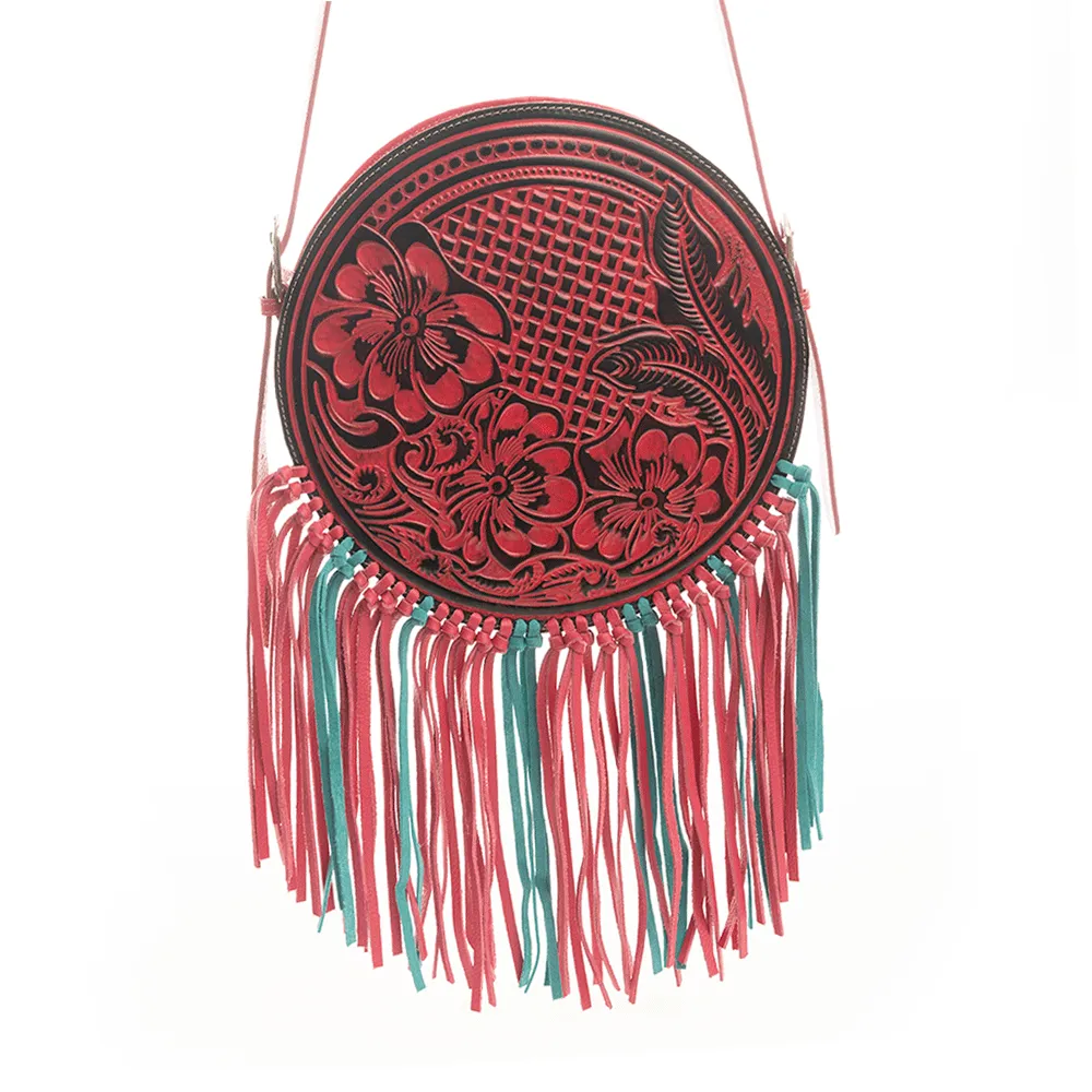 Rosa Crimson Round Bag