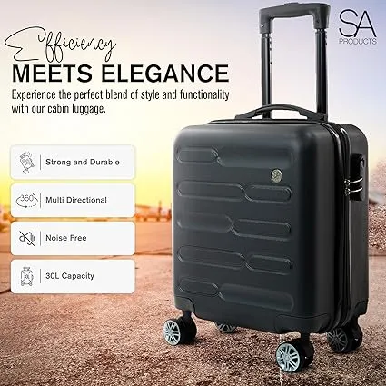 SA Products Cabin Suitcase, Easy Jet 45x36x20 Cabin Bag | Lightweight, Telescopic Handle, Hard Shell Small Carry on Suitcase with Wheels | Travel Luggage 45 CM