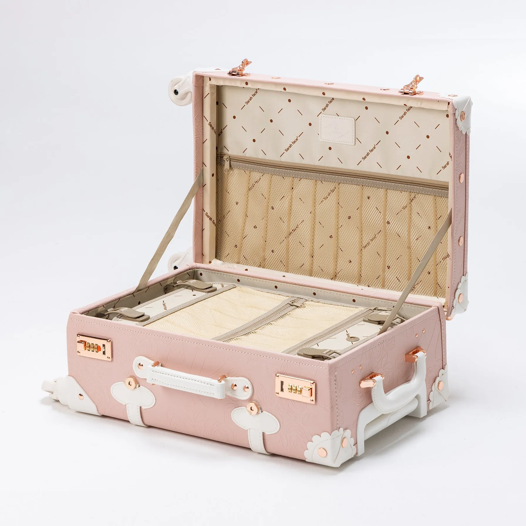 SarahFace Spinner Suitcase - Embossed Pink's