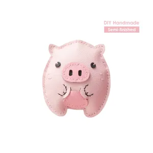 Sheep Leather Pink Piggy Keychain DIY Kit