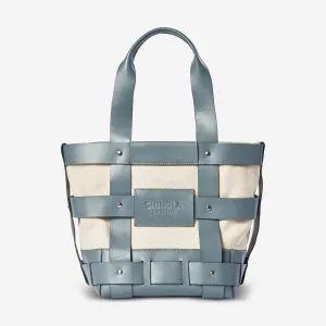 Shinola The Medium Bixby Cadet Blue Vachetta Leather Basket Top Handle Bag 20265347