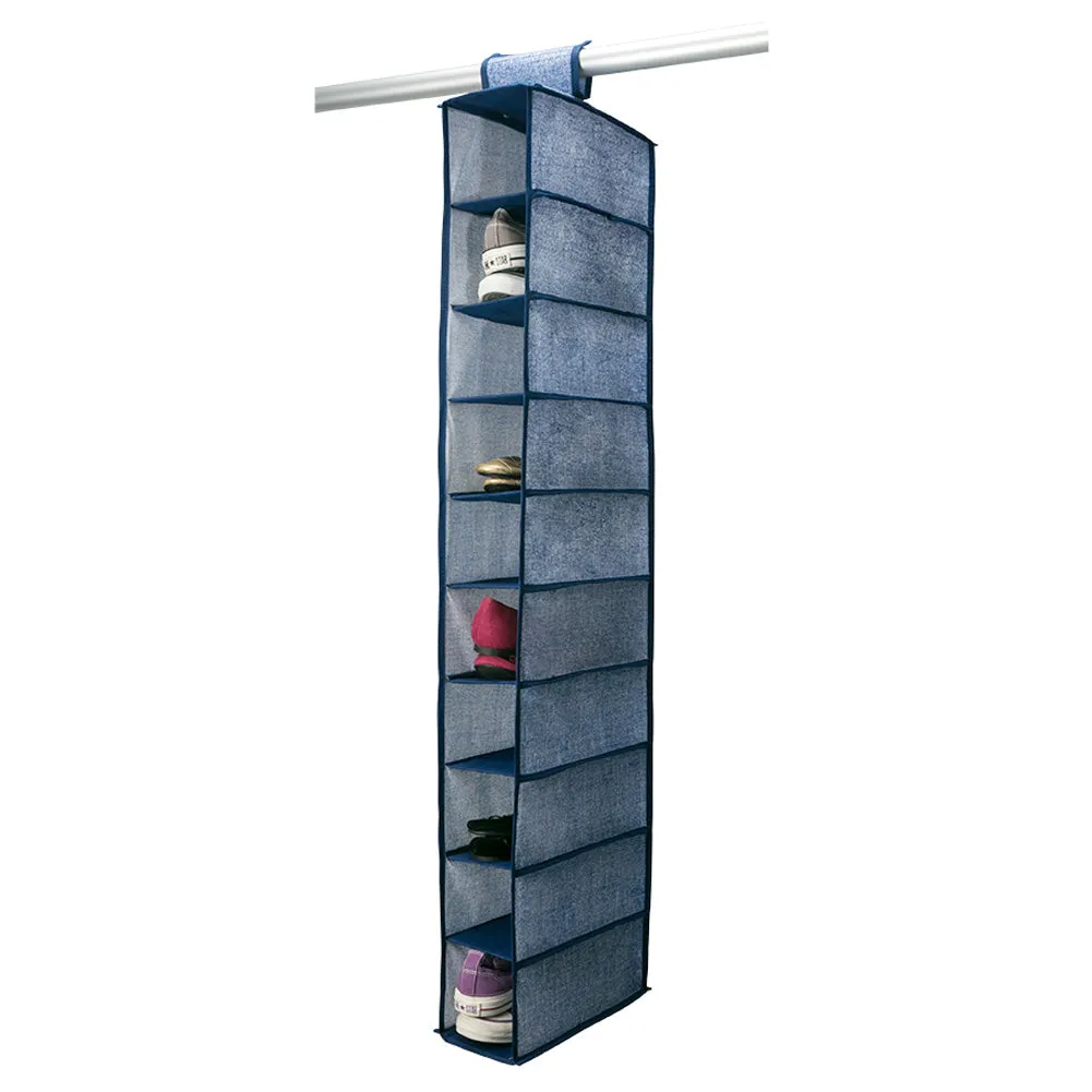 Simplify 10-Shelf Hanging Closet Organizer, Denim-Print, Colors May Vary, 6x12x47 Inches