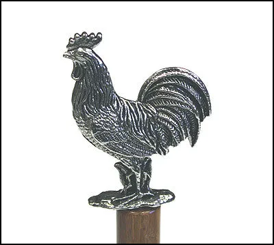 Simply Bamboo Brown Carbonized Bamboo Paper Towel Holder w/ Metal Rooster Ornament - 14.75"