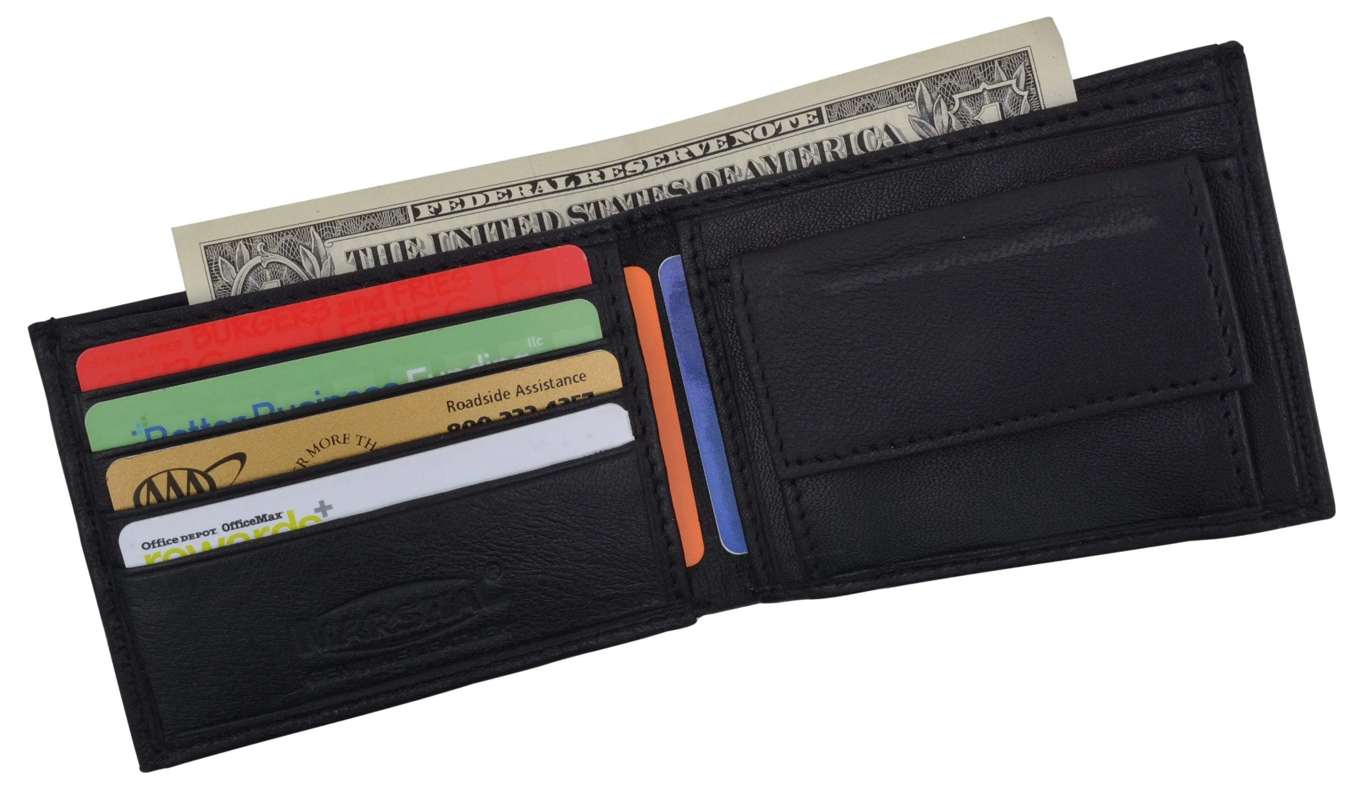 Small Men's Genuine Leather Slim Thin Bifold Wallet with Coin Pouch