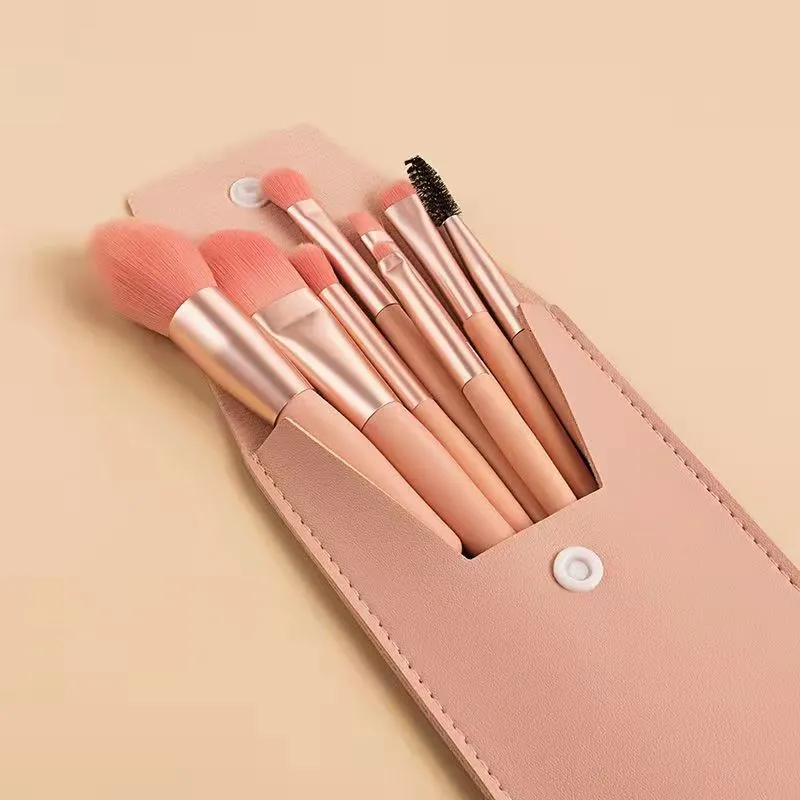 Spot 8 mini makeup brush set Morandi portable macaron makeup brush eye shadow brush soft hair