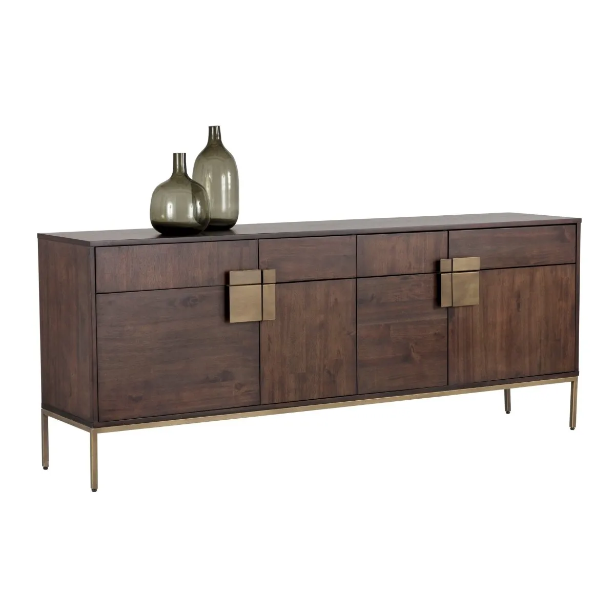 Sunpan Jade Sideboard - Antique Brass - Dark Mango