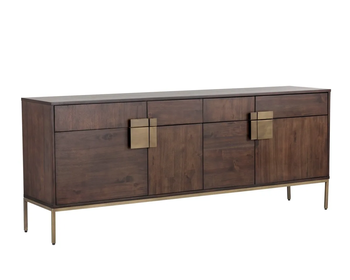 Sunpan Jade Sideboard - Antique Brass - Dark Mango