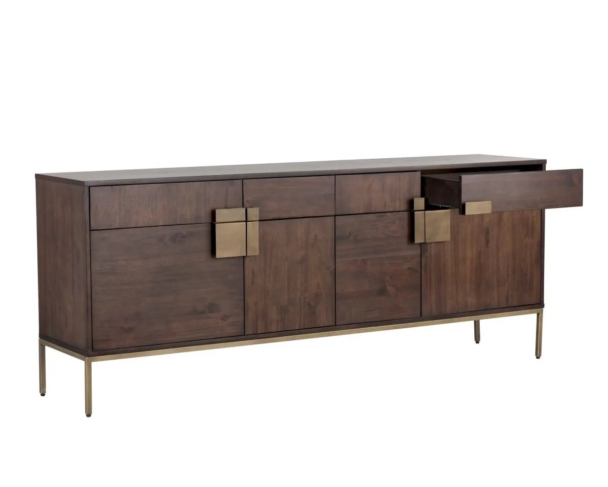 Sunpan Jade Sideboard - Antique Brass - Dark Mango