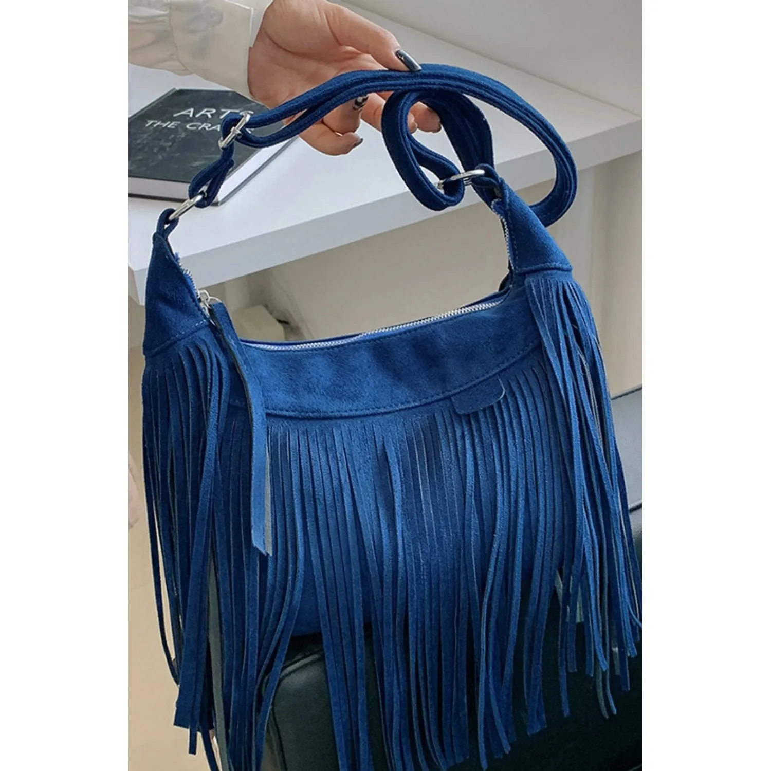 The Boho Vegan Suede Fringe Shoulder Bag