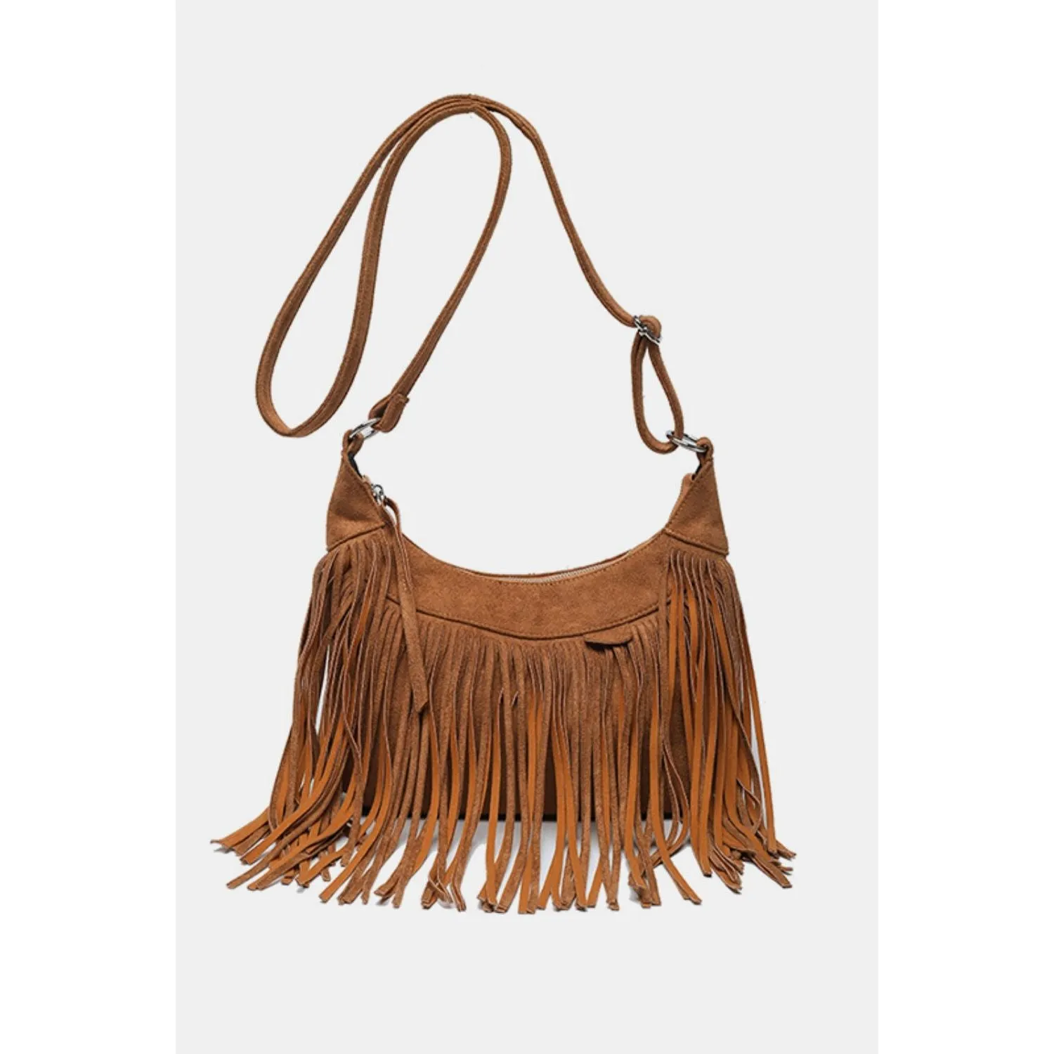 The Boho Vegan Suede Fringe Shoulder Bag