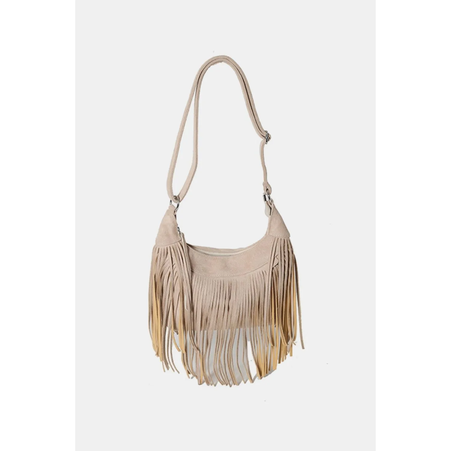 The Boho Vegan Suede Fringe Shoulder Bag