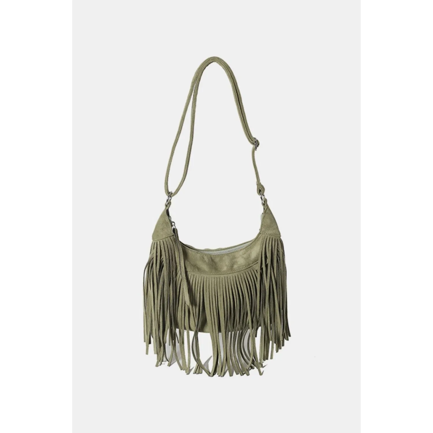 The Boho Vegan Suede Fringe Shoulder Bag