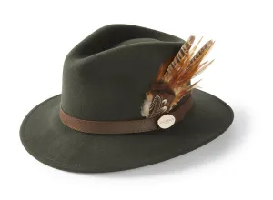 The Suffolk Fedora in Olive Green (Bronze Feather)