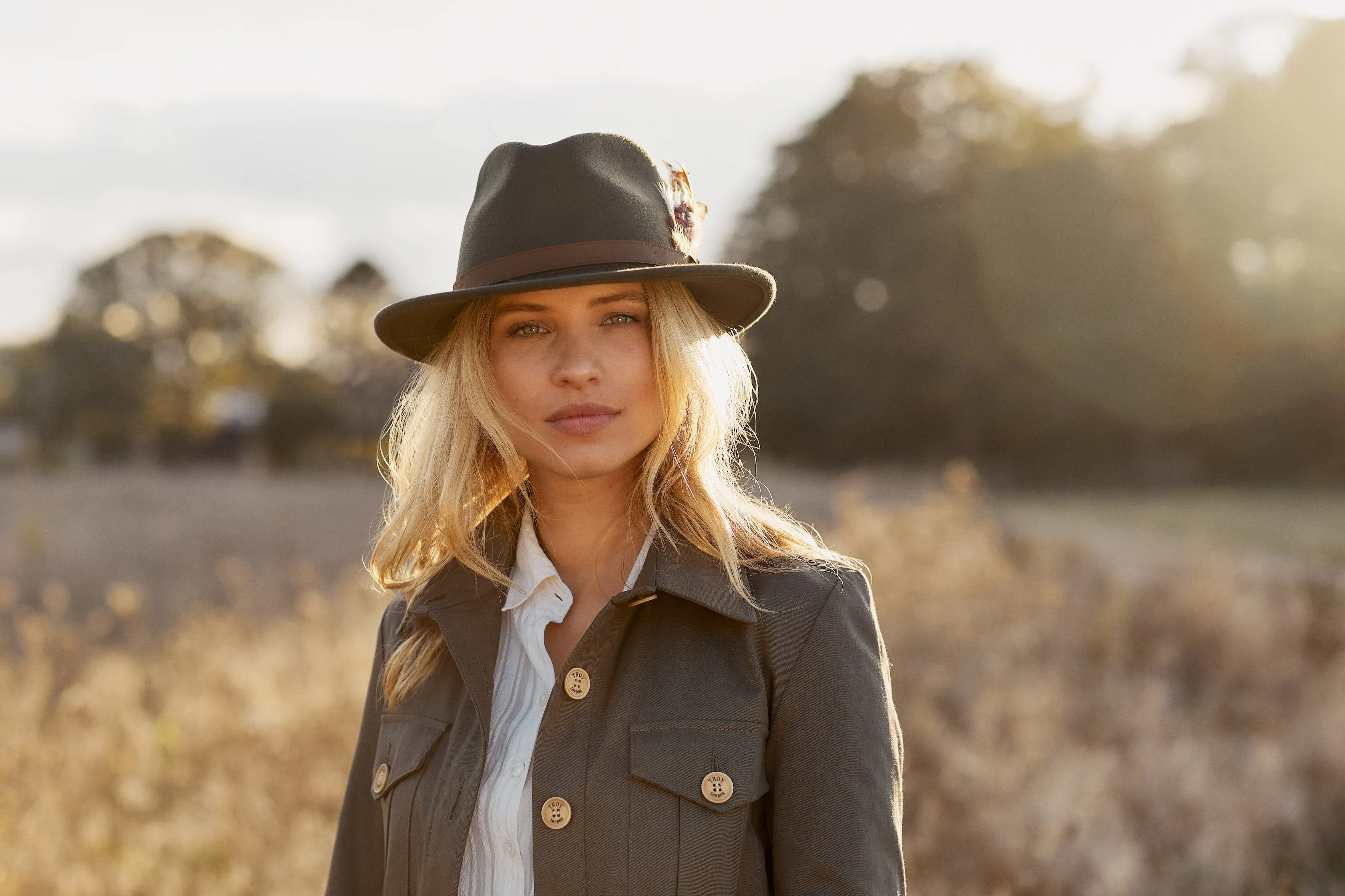 The Suffolk Fedora in Olive Green (Bronze Feather)