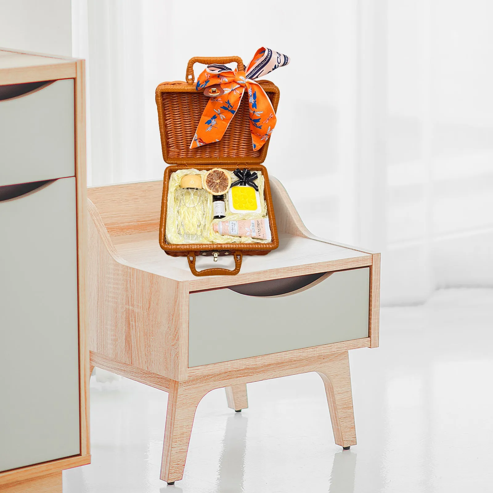 Thoughtful Spa Gift Set in Suitcase: Crystal Reed Diffuser, Hand Cream & Flower Petal Ornament