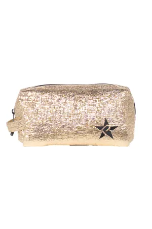 Tinsel in Gold Rebel Makeup Bag with Black Zipper