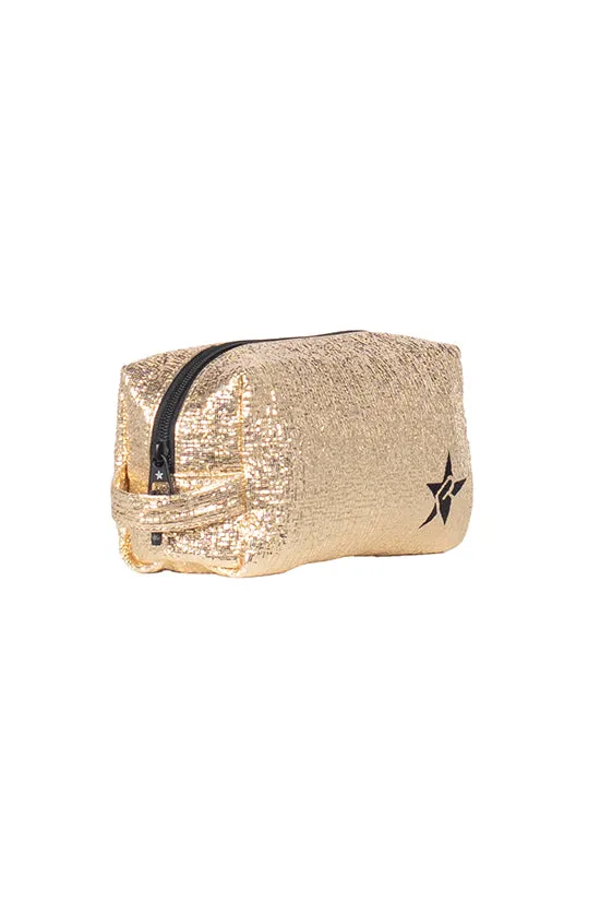 Tinsel in Gold Rebel Makeup Bag with Black Zipper