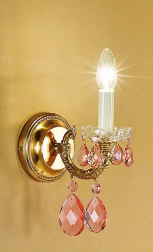 Traditional Single Wall Sconce With Pink Bohemian Crystals