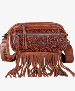 Trinity Ranch Tooled Fringe Crossbody Bag