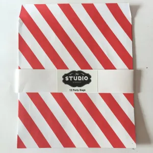 TSW Red Diagonal Stripe Party Bags - 12 Pkt