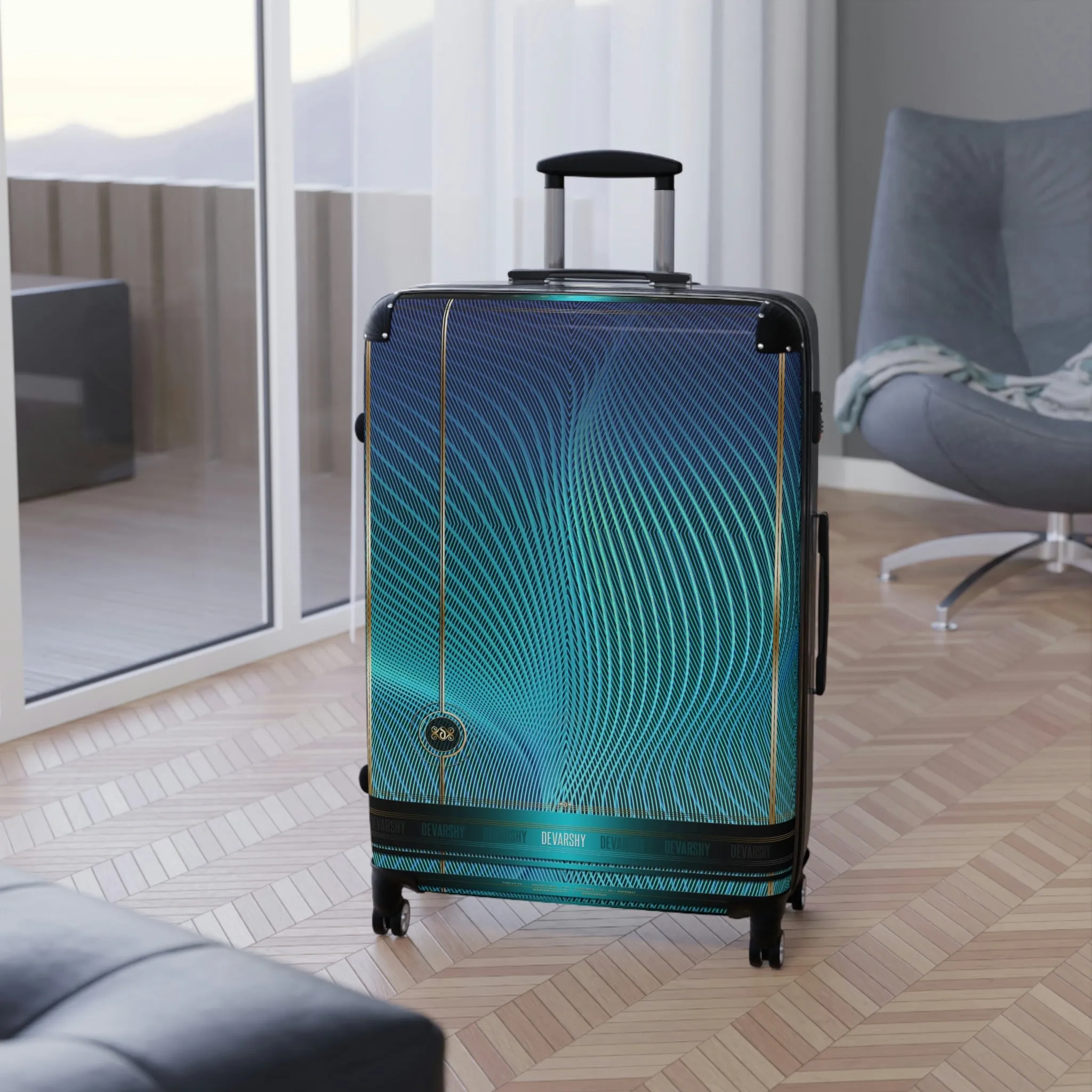 Turquoise Waves Suitcase Carry-on Suitcase Nazca Lines Luggage Hard Shell Suitcase in 3 Sizes | 11371B