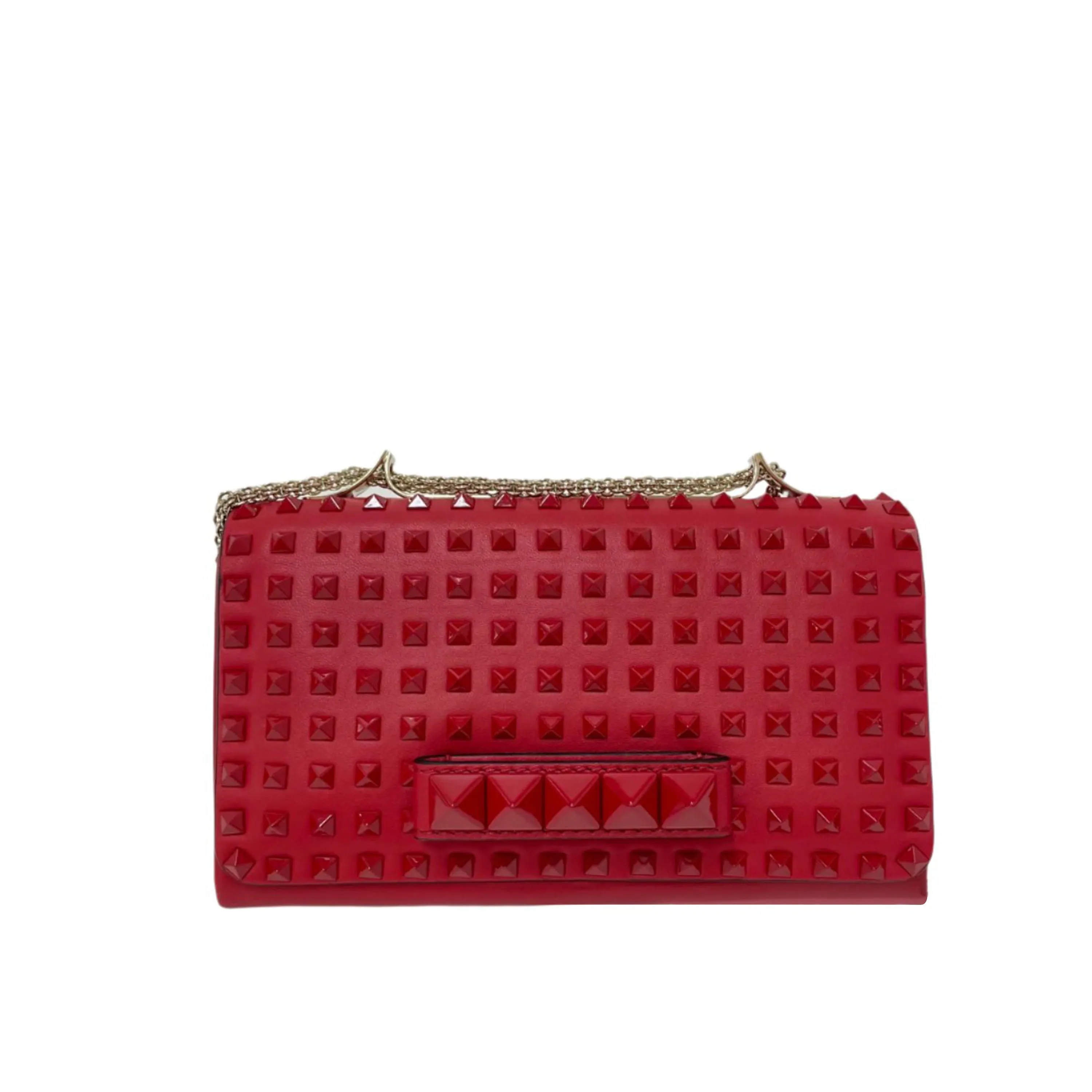 Valentino Flap Rockstud Chain Red