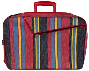 Vintage 1960s Suitcase Striped Carry On Travel Bag Luggage AD Sutton New York